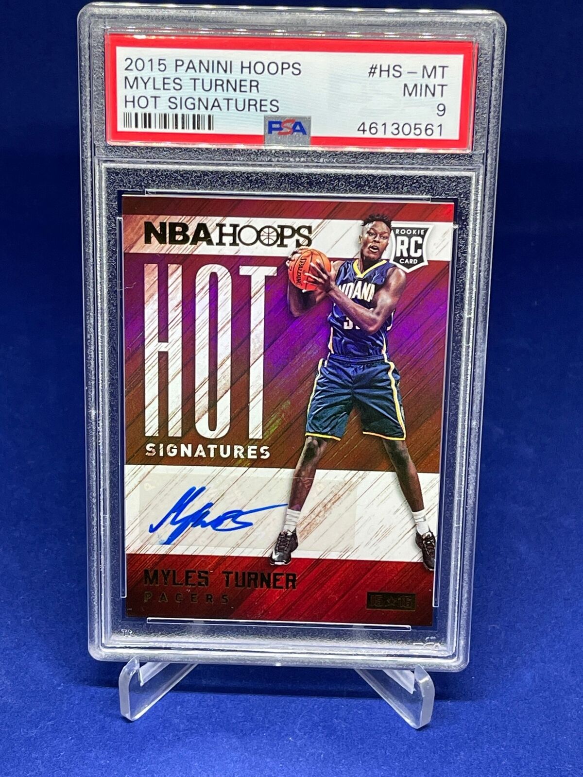 MYLES TURNER 2015-16 PANINI NBA HOOPS HOT SIGNATURES AUTO ROOKIE RC PSA 9 MINT