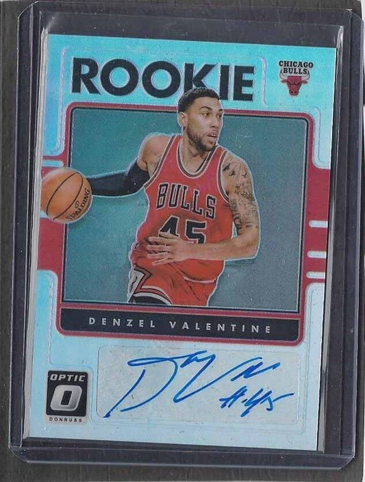 DENZEL VALENTINE 2016-17 DONRUSS OPTIC SILVER HOLO BULLS ROOKIE AUTO RC #46