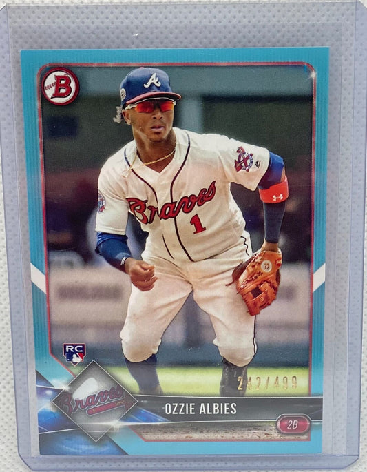 OZZIE ALBIES 2018 TOPPS BOWMAN LIGHT SKY BLUE RC #D 242/499
