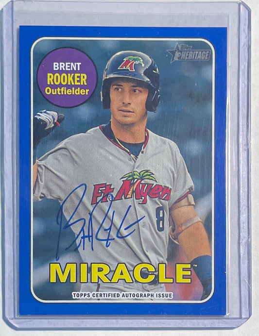 BRENT ROOKER 2018 TOPPS HERITAGE MINORS PROSPECT BLUE ON CARD AUTO #D 86/99