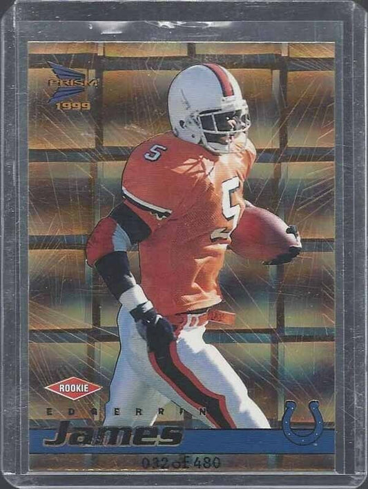 1/1 EDGERRIN JAMES 1999 PACIFIC PRISM GOLD ROOKIE RC #D 32/480 JERSEY NUMBER #32
