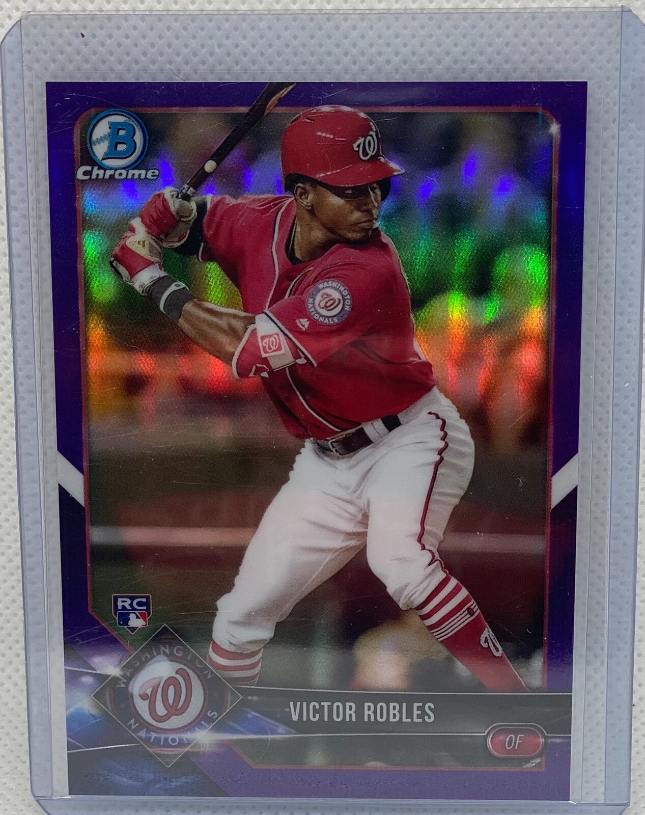 VICTOR ROBLES 2018 BOWMAN CHROME PURPLE REFRACTOR RC #D 205/250
