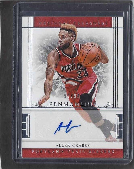ALLEN CRABBE 2016-17 NATIONAL TREASURES PENMANSHIP AUTO #D 97/99