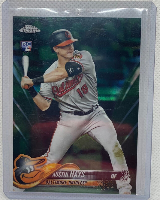 AUSTIN HAYS 2018 TOPPS CHROME GREEN REFRACTOR RC #D 75/99