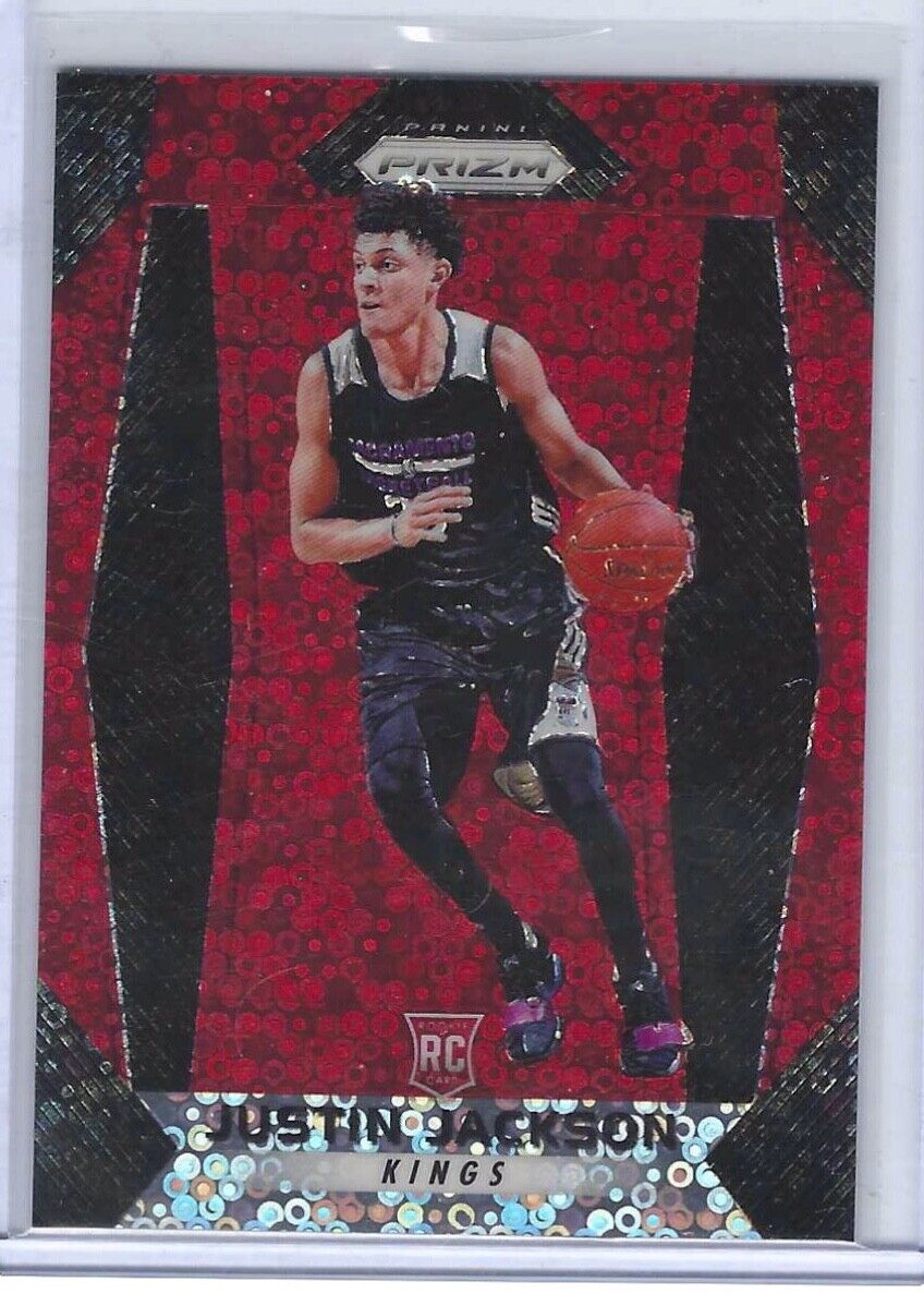 JUSTIN JACKSON 2017-18 PANINI PRIZM RED DISCO FAST BREAK ROOKIE RC #D 039/125