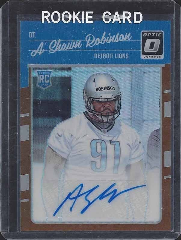A'SHAWN ROBINSON 2016 DONRUSS OPTIC BRONZE HOLO LIONS ROOKIE AUTO RC #104