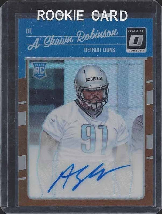 A'SHAWN ROBINSON 2016 DONRUSS OPTIC BRONZE HOLO LIONS ROOKIE AUTO RC #104