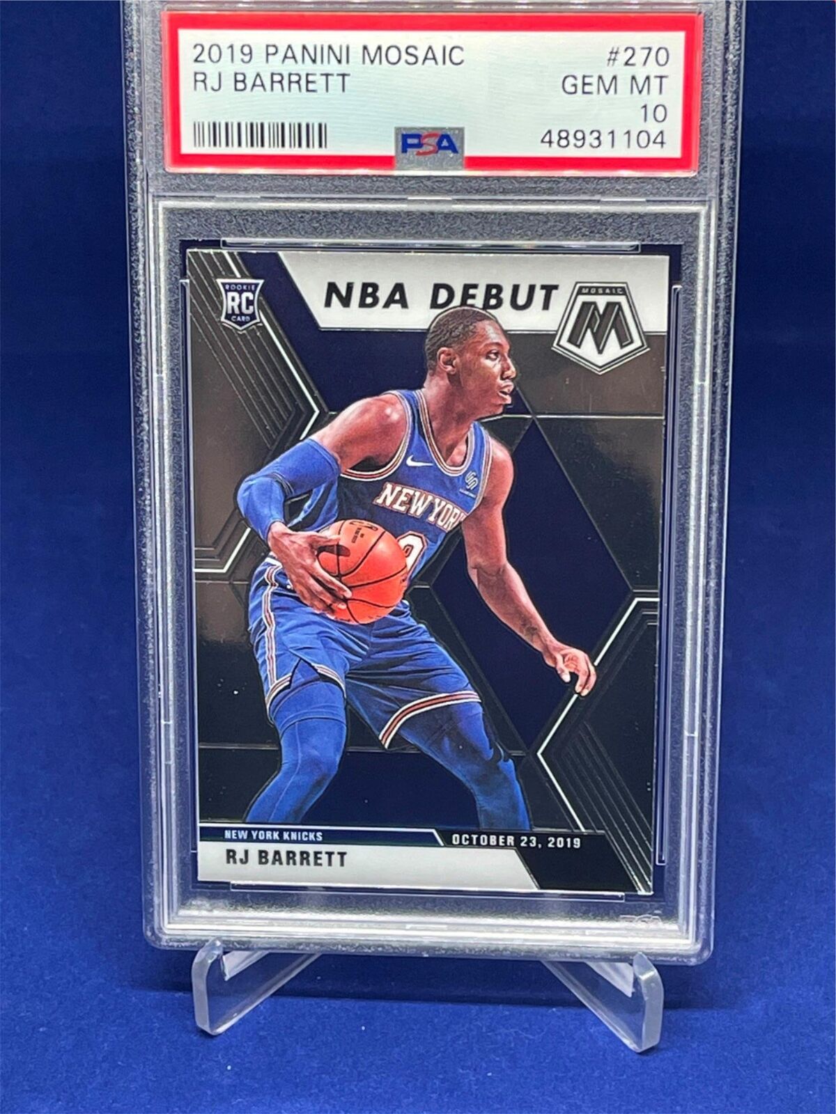 RJ BARRETT 2019-20 PANINI MOSAIC NBA DEBUT ROOKIE RC #270 PSA 10
