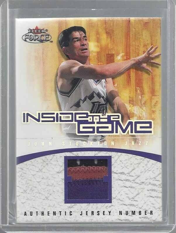 JOHN STOCKTON 2001-02 FLEER FORCE INSIDE THE GAME GAME USED JAZZ PATCH #D /99