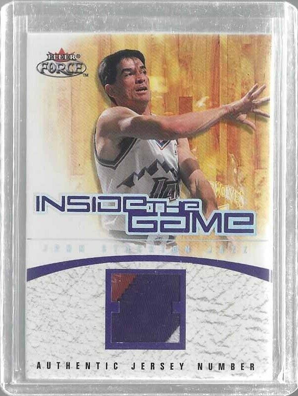 JOHN STOCKTON 2001-02 FLEER FORCE INSIDE THE GAME GAME USED JAZZ PATCH #D /99