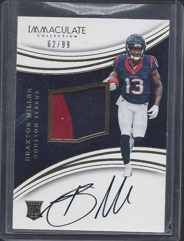 BRAXTON MILLER 2016 IMMACULATE RPA 2 COLOR ROOKIE PATCH ON CARD AUTO RC #D 62/99