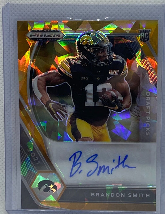 BRANDON SMITH 2021 PANINI PRIZM DRAFT ORANGE CRACKED ICE PRIZM AUTO RC #DPA-BRS