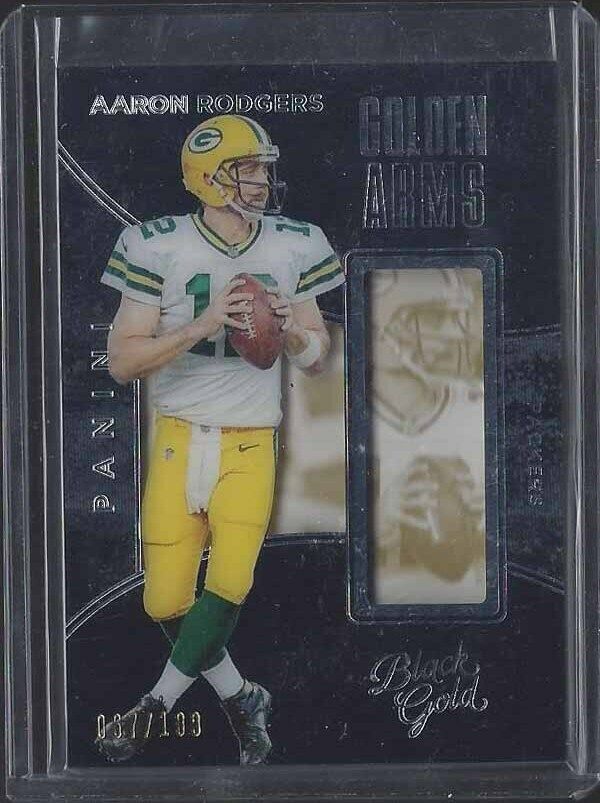 AARON RODGERS 2016 PANINI BLACK GOLD GOLDEN ARMS SILVER #D 67/100