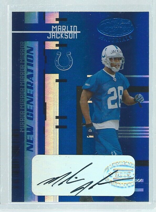 MARLIN JACKSON 2005 LEAF CERTIFIED NEW GENERATION MIRROR AUTO BLUE RC #D /15