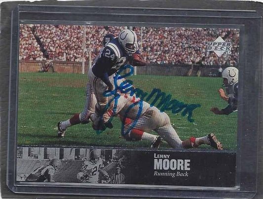 LENNY MOORE 1997 UPPER DECK LEGENDS ON CARD COLTS AUTO