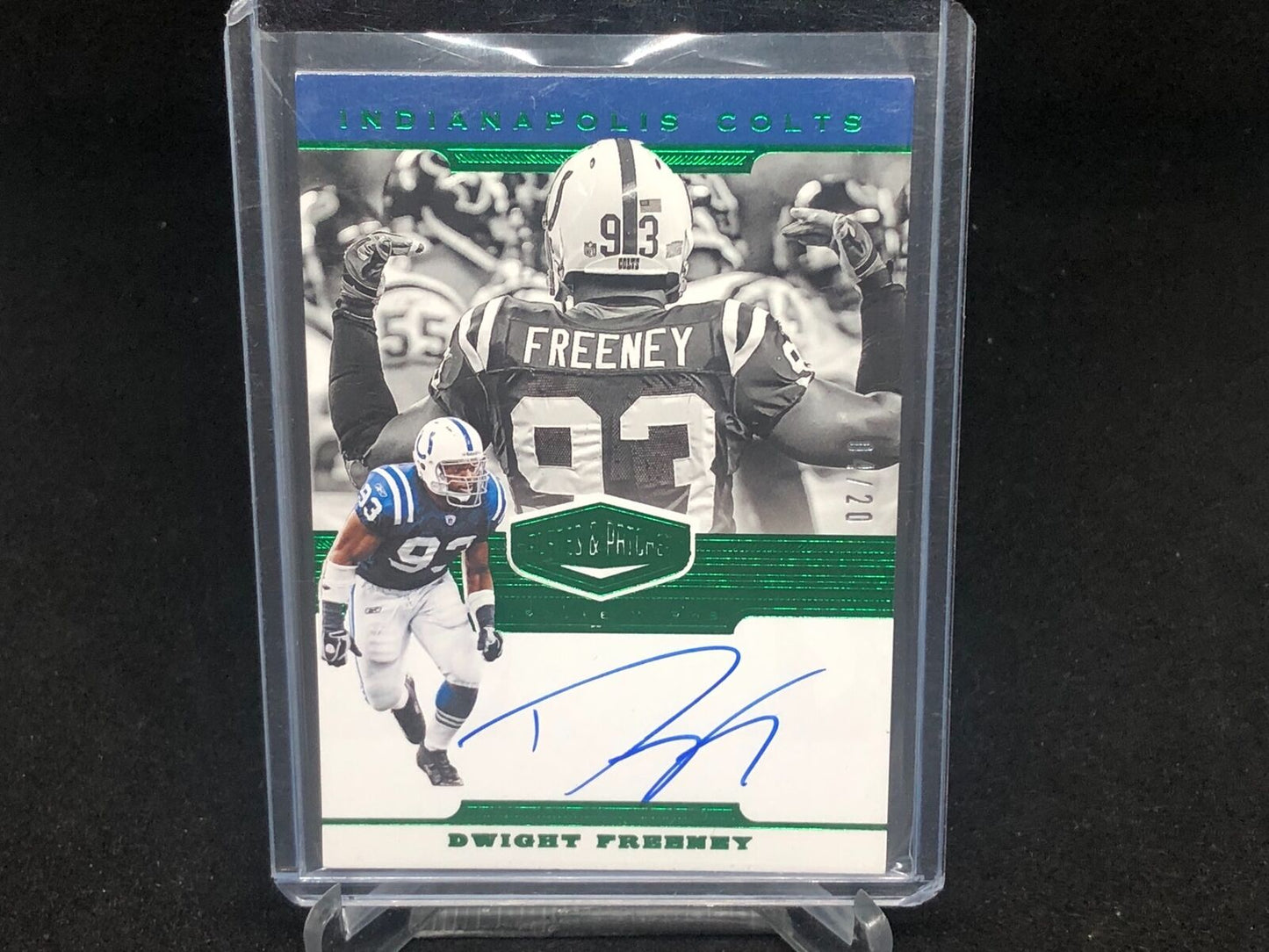 DWIGHT FREENEY 2019 PLATES & PATCHES MARQUEE MARKS GREEN ON CARD AUTO #D 4/20