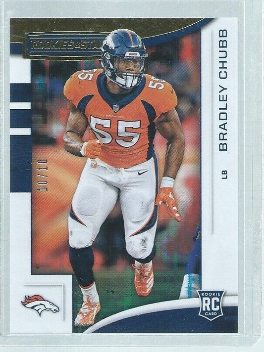 BRADLEY CHUBB 2018 PANINI ROOKIES & STARS GOLD RC #D 10/10