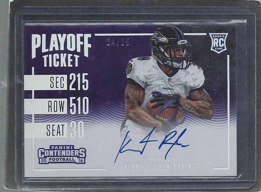 KENNETH DIXON 2016 CONTENDERS PLAYOFF TICKET SP VARIATION AUTO RC #D 24/25