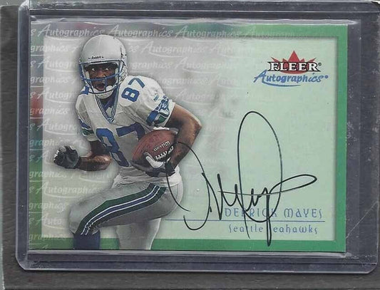 DERRICK MAYES 2000 SKYBOX AUTOGRAPHICS SEAHAWKS ON CARD AUTO