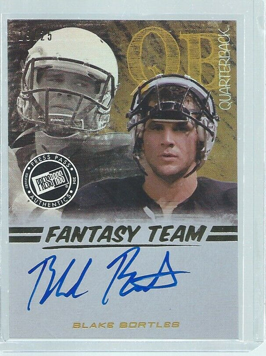BLAKE BORTLES 2014 PRESS PASS GAMEDAY FANTASY TEAM ON CARD AUTO RC #D 19/25