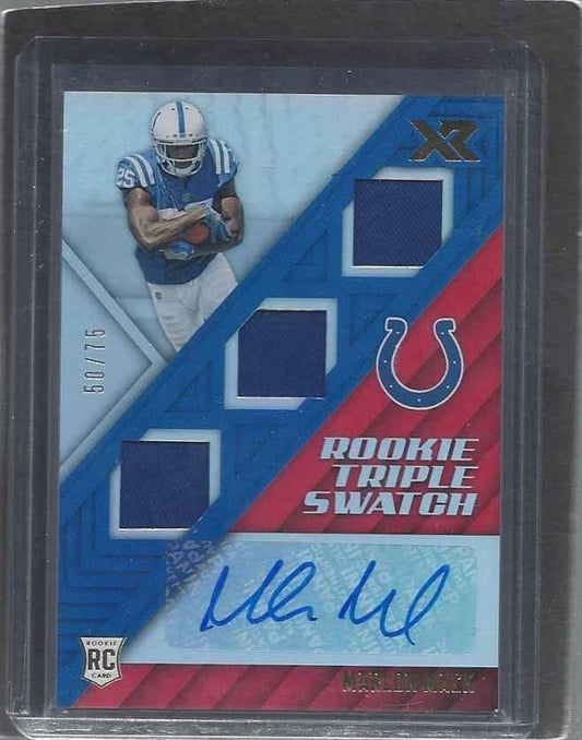 MARLON MACK 2017 PANINI XR RED COLTS ROOKIE TRIPLE JERSEY AUTO RC #D 50/75