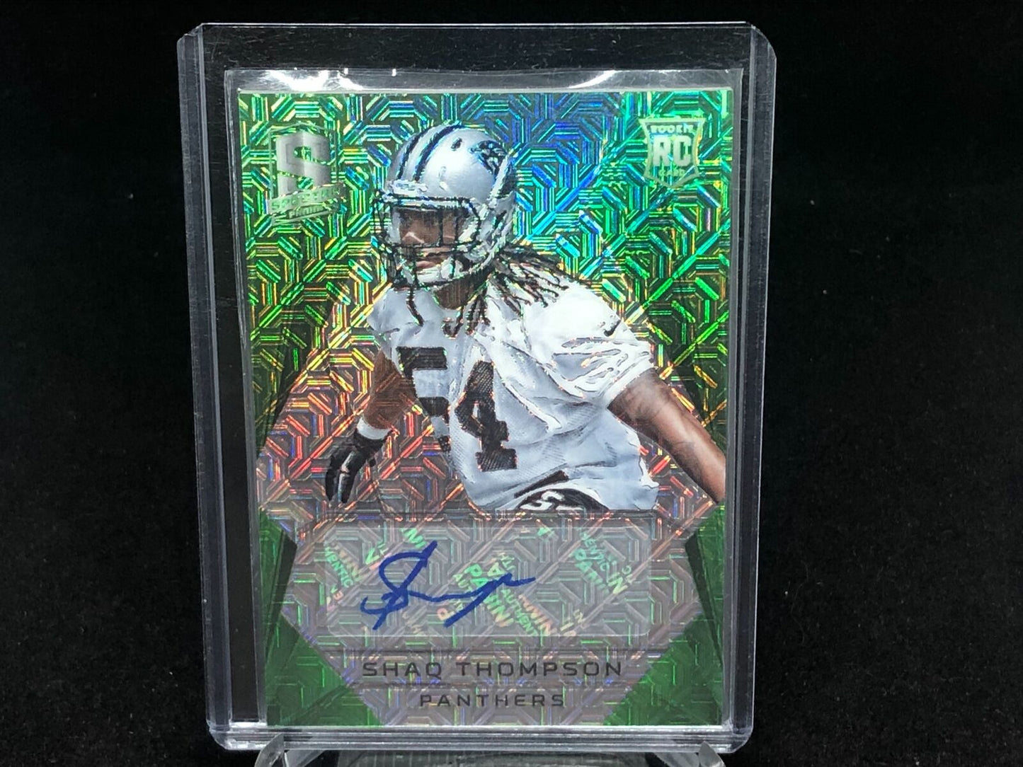 SHAQ THOMPSON 2015 PANINI SPECTRA GREEN PRIZM AUTO RC #D 8/25