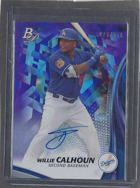 WILLIE CALHOUN 2017 BOWMAN PLATINUM PURPLE PROSPECT AUTO #D 75/150