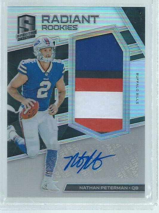 NATHAN PETERMAN 2017 PANINI SPECTRA RADIANT PRIZM 4 COLOR PATCH AUTO RC #D /75