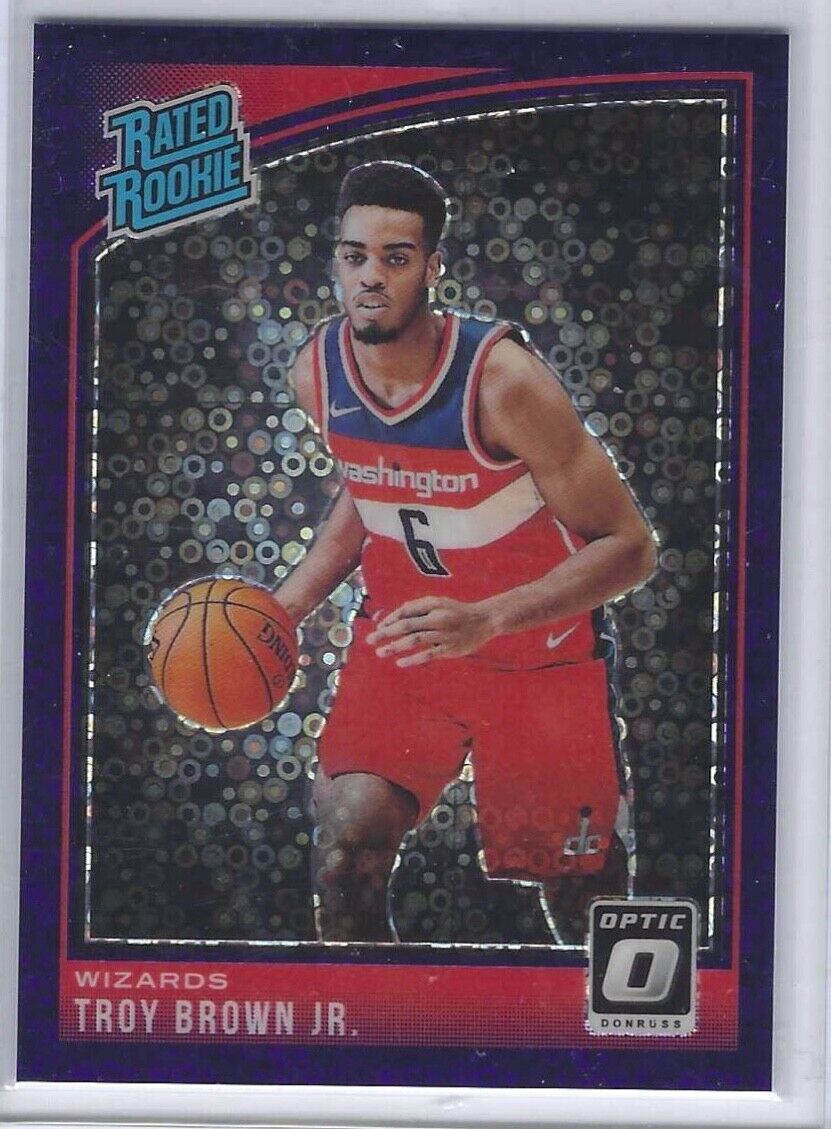 TROY BROWN JR 2018-19 DONRUSS OPTIC PURPLE DISCO RATED ROOKIE HOLO RC #D 42/95