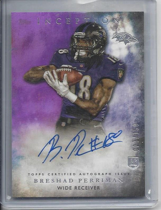 BRESHAD PERRIMAN 2015 TOPPS INCEPTION PURPLE PARALLEL ONCARD ROOKIE AUTO RC /150