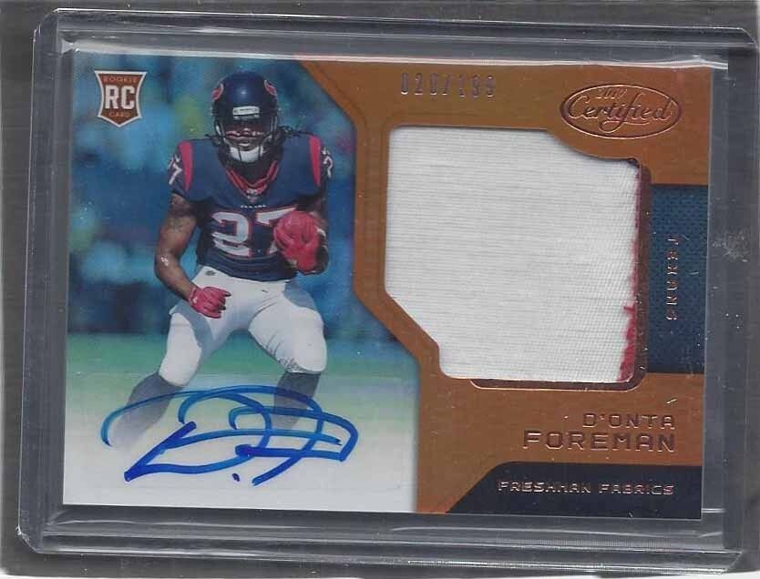 DONT'A FOREMAN 2017 CERTIFIED ORANGE FRESHMAN FABRIC JUMBO PATCH AUTO RC #D /199
