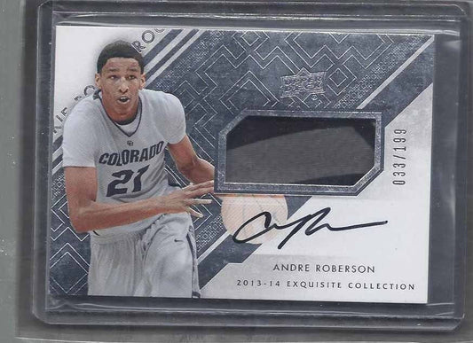 ANDRE ROBERSON 2013-14 UD EXQUISITE RPA 2 COLOR ROOKIE PATCH AUTO RC #D 33/199