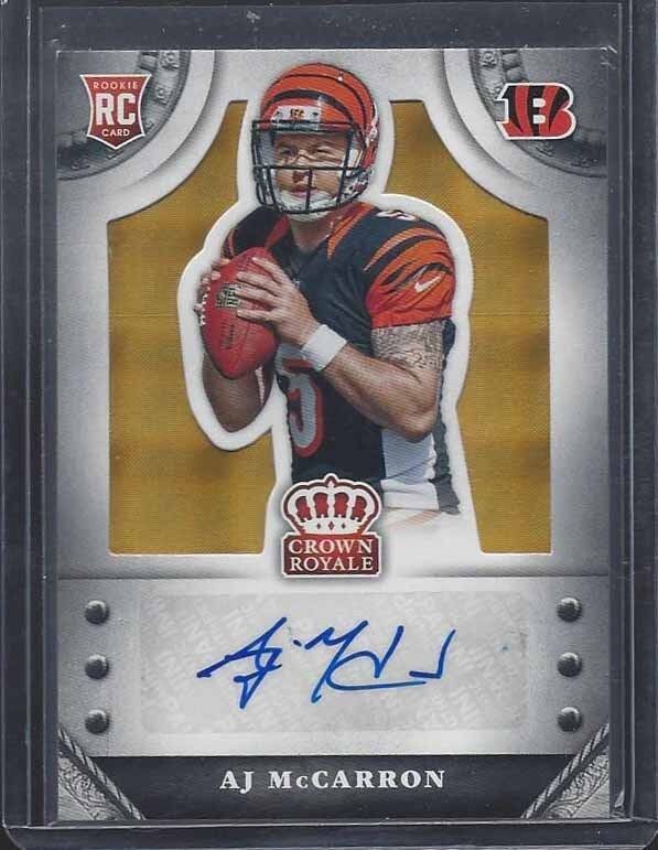 A.J. MCCARRON 2014 CROWN ROYALE GOLD PLAID BENGALS ROOKIE AUTO RC #D 14/15