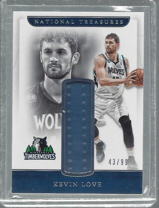 KEVIN LOVE 2016-17 NATIONAL TREASURES RETRO MATERIALS T-WOLVES JERSEY #D 43/99