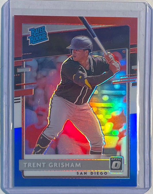 TRENT GRISHAM 2020 DONRUSS OPTIC RATED ROOKIE RED WHITE & BLUE PRIZM RC #D /150