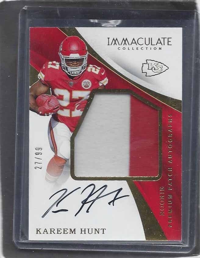 1/1 KAREEM HUNT 2017 IMMACULATE RPA PREMIUM PATCH AUTO RC #D 27/99 JERSEY #27 !!