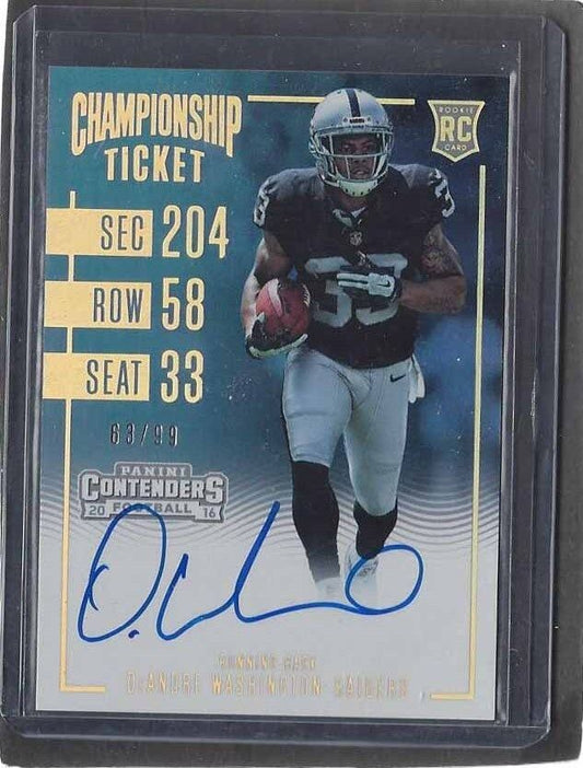 DEANDRE WASHINGTON 2016 CONTENDERS CHAMPIONSHIP TICKET ON CARD AUTO RC #D 63/99