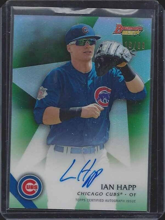 IAN HAPP 2015 BOWMANS BEST CUBS PROSPECT GREEN REFRACTOR AUTO #D 16/99