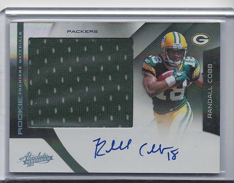 RANDALL COBB 2011 ABSOLUTE RPM ROOKIE JUMBO JERSEY ON CARD AUTO RC #D 24/25