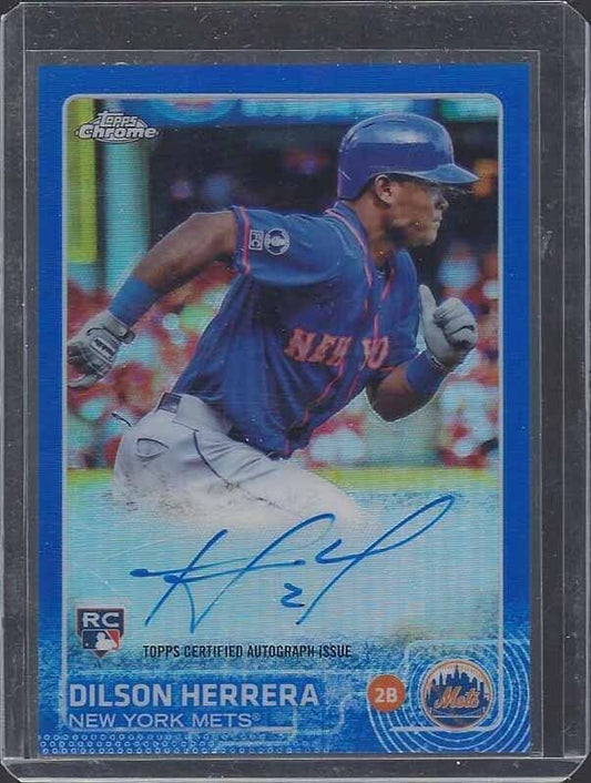 DILSON HERRERA 2015 TOPPS CHROME ON CARD AUTO BLUE REFRACTOR ROOKIE RC #D 84/150