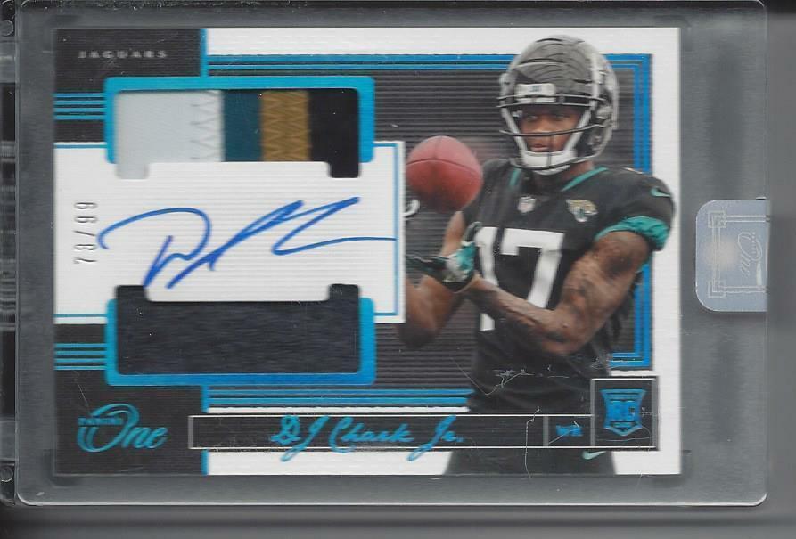 D.J. CHARK 2018 PANINI ONE BLUE RPA DUAL PATCH ON CARD AUTO RC #D 73/99