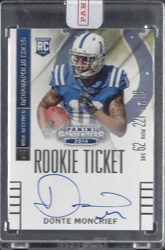 DONTE MONCRIEF 2014 CONTENDERS ROOKIE TICKET COLTS ON CARD TRUE RC AUTO #216