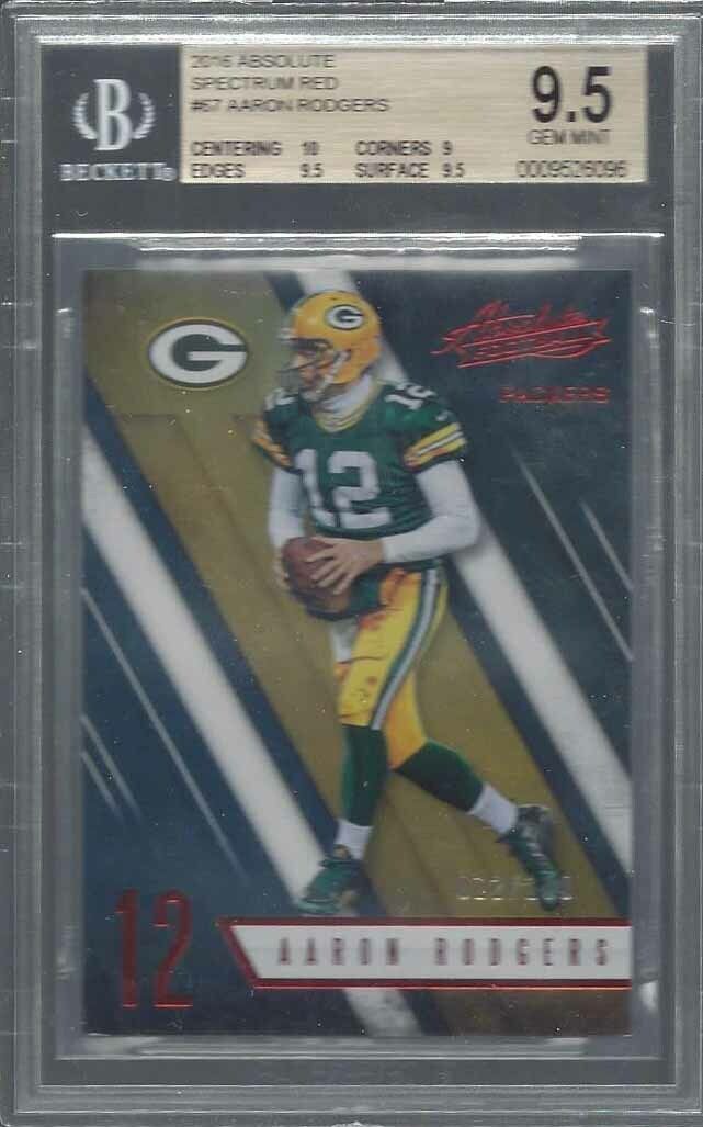 1/1 AARON RODGERS 2016 ABSOLUTE SPECTRUM RED #D 12/100 BGS 9.5 JERSEY #12! POP 1