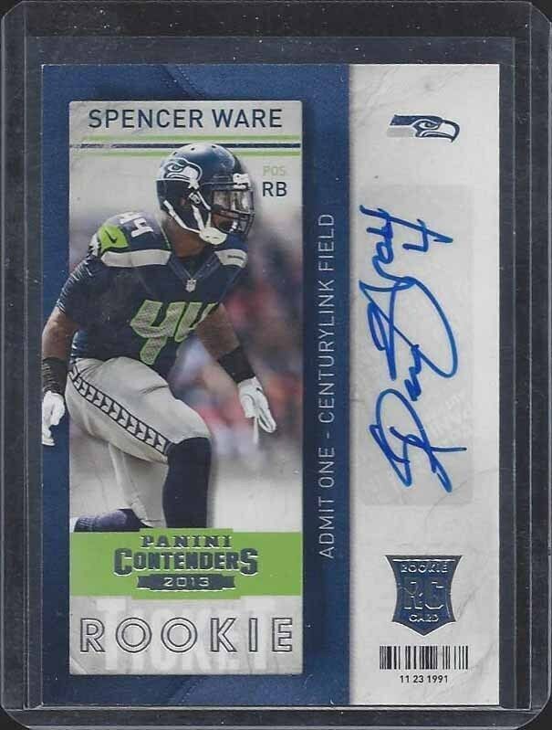 SPENCER WARE 2013 PANINI CONTENDERS VARIATION ROOKIE TICKET SP AUTO RC #184