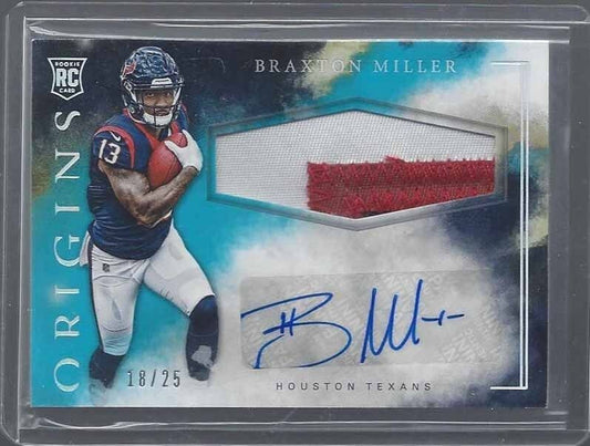 BRAXTON MILLER 2016 PANINI ORIGINS TEAL AQUA RPA 3 COLOR PATCH AUTO RC #D 18/25
