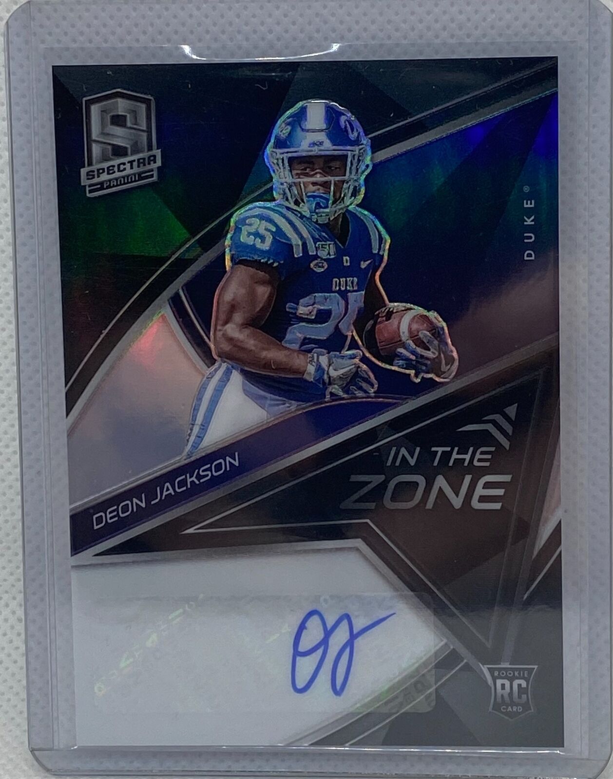 DEON JACKSON 2021 PANINI CHRONICLES SPECTRA DRAFT PICKS BLACK PRIZM AUTO RC /40