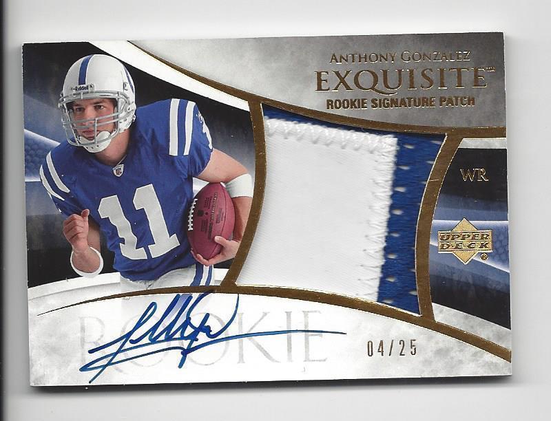 ANTHONY GONZALEZ 2007 UD EXQUISITE GOLD RPA JUMBO PATCH ON CARD AUTO RC #D /25