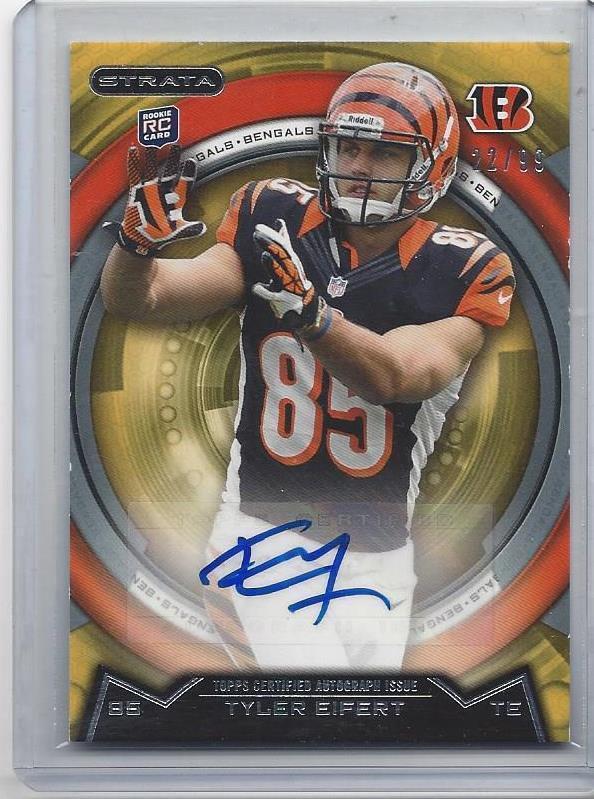 TYLER EIFERT 2013 TOPPS STRATA YELLOW BENGALS ROOKIE AUTO RC #D 22/99
