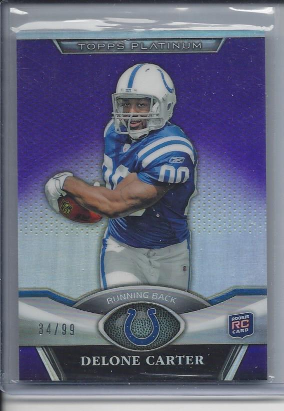 1/1 DELONE CARTER 2011 TOPPS PLATINUM PURPLE REFRACTOR RC #D 34/99 JERSEY #34!!!