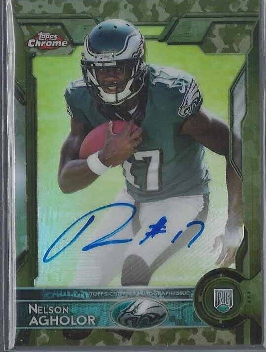 1/1 NELSON AGHOLOR 2015 TOPPS CHROME CAMO REFRACTOR AUTO RC #D 13/99 JERSEY #13!